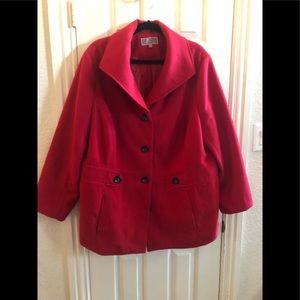 J M Collection Red Coat, Size 2X, Good preowned condition